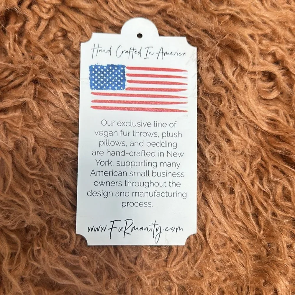 Free People FuRmanity Plush Faux Fur Blanket Orange Throw
